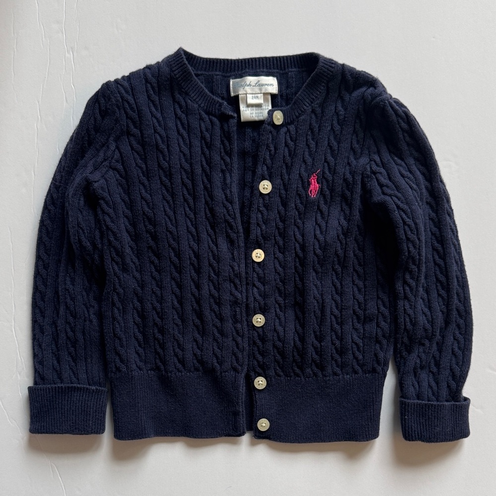 Ralph Lauren Dark Blue Kids Cable Knit Sweater